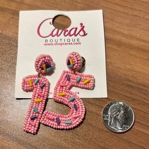 Pink Beaded “15” or “51” Earrings